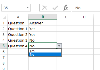 Excel Yes/No Selection using Data Validation